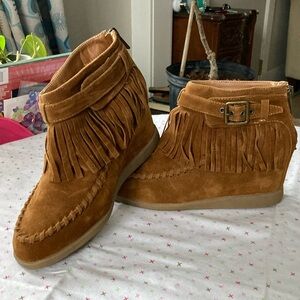 Bamboo Fringe Ankle Boots